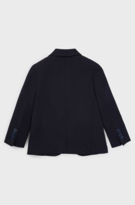 Kids' suit jacket in stretch wool with signature lining, Dark Blue