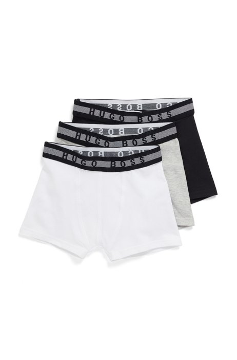 Three-pack of kids' boxer shorts with waistband logos, Black