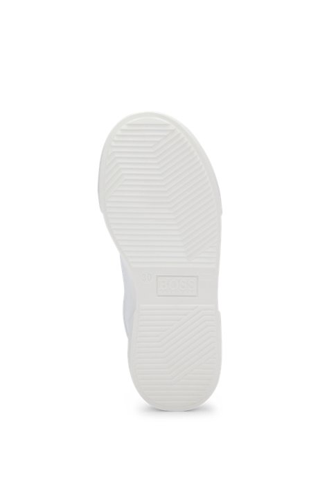 Sneakers da bambino stringate in pelle con logo in rilievo, Bianco