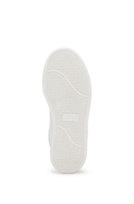 Kids' lace-up trainers in faux leather, White