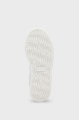 Kids' lace-up trainers in faux leather, White