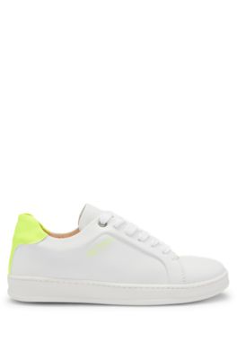 Kids' lace-up trainers in faux leather, White