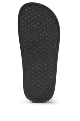 Kids' slides with 3D stripe and logo, Black