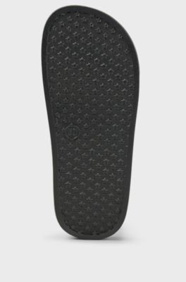 Kids' slides with 3D stripe and logo, Black