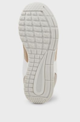 Kids' lace-up trainers in two-tone leather, White