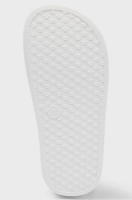 Kids' slides with multi-coloured logo print, White