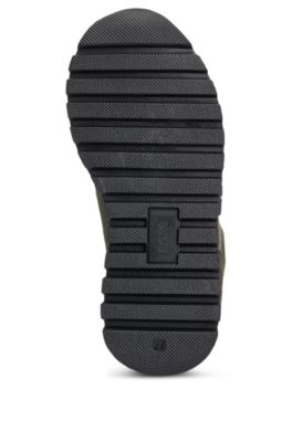 Kids' mixed-material trainers with 'B' detail, Dark Green