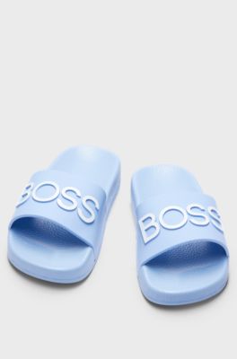 Kids' slides with logo strap, Light Blue