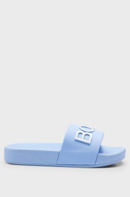 Kids' slides with logo strap, Light Blue
