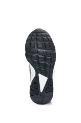 Kids' basketball-style trainers with branded strap, Black