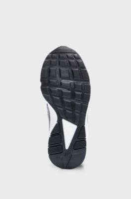 Kids' basketball-style trainers with branded strap, Black