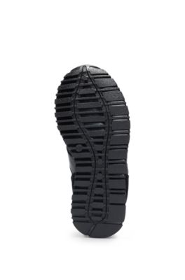 키즈 콘트라스트 로고 믹스 소재 스니커즈, 블랙