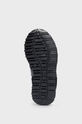 Kids' trainers in mixed materials with contrast logo, Black