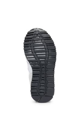 Kids' trainers in mixed materials with contrast logo, White