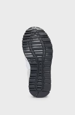 Kids' trainers in mixed materials with contrast logo, White