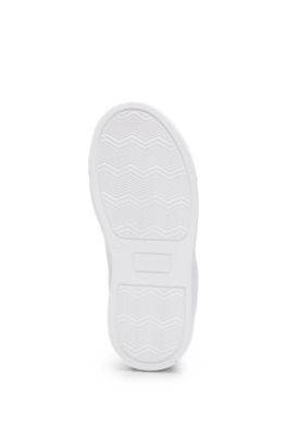 Baskets en cuir &agrave; bande logot&eacute;e pour enfant, Blanc