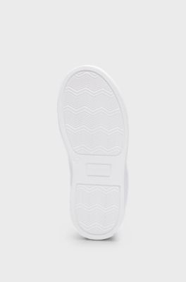 Kids' leather trainers with logo stripe, White