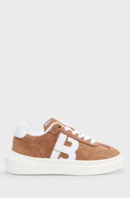 Kids' suede trainers with large monogram, Brown