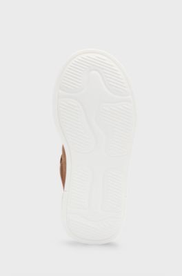 Kids' suede trainers with large monogram, Brown