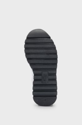 Kids' trainers in mixed materials with monogram detail, White