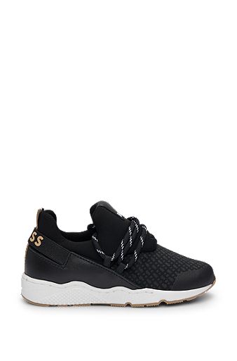 Kids' hybrid trainers with monograms and logos, Black