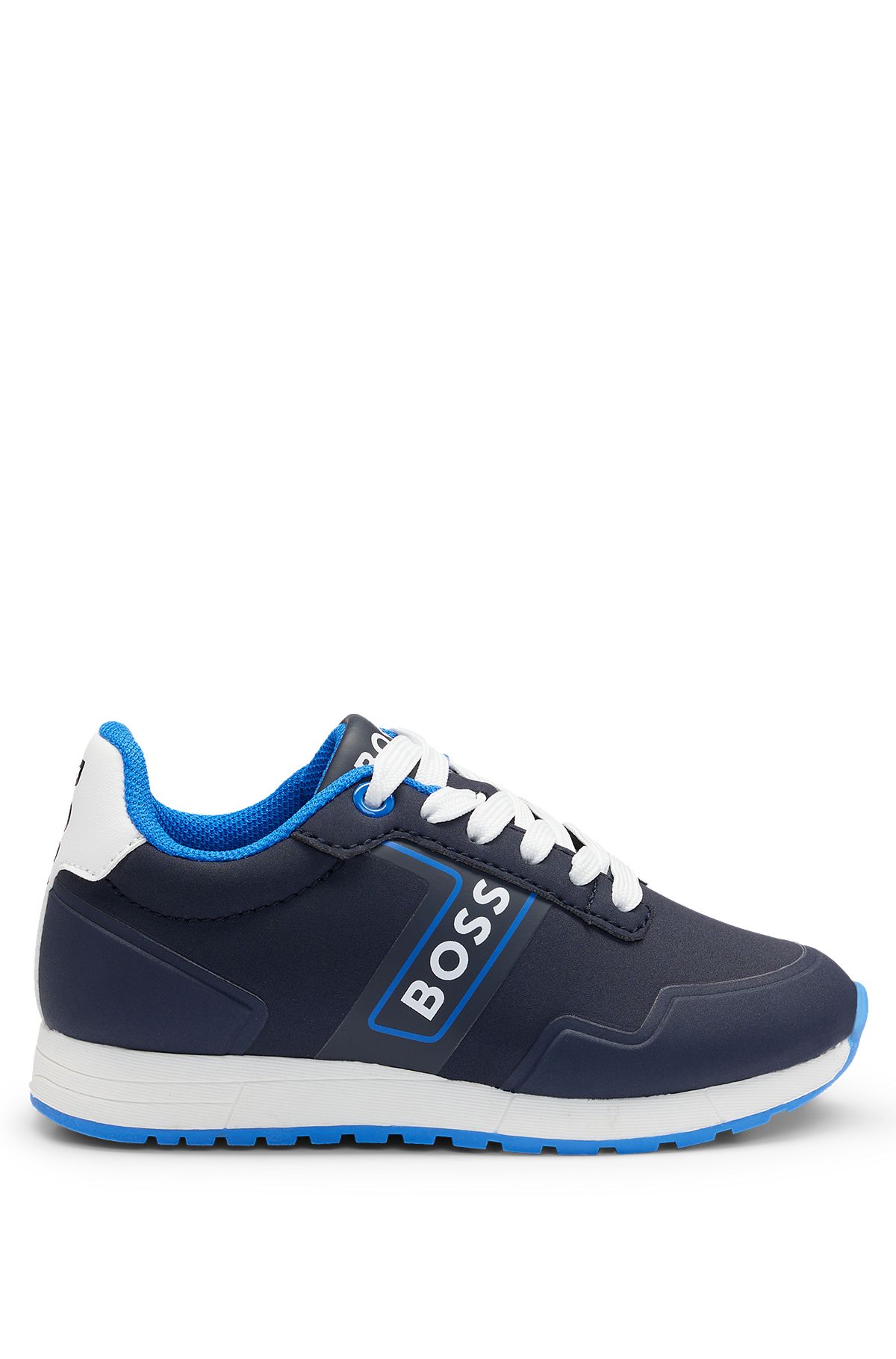 Kids’ lace-up trainers with logo details, Dark Blue