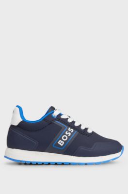 Kids&rsquo; lace-up trainers with logo details, Dark Blue