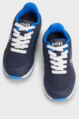 Kids&rsquo; lace-up trainers with logo details, Dark Blue