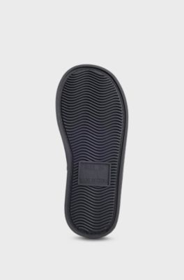 Kids' logo slippers with faux-fur lining, Black