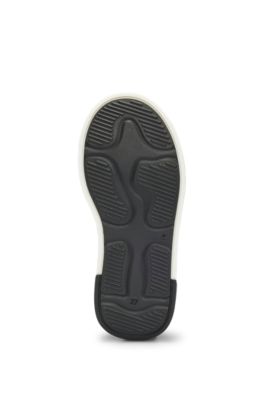 Kids' lace-up trainers with perforated logo, Black