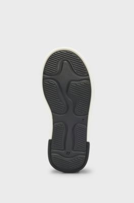 Kids' lace-up trainers with perforated logo, Black