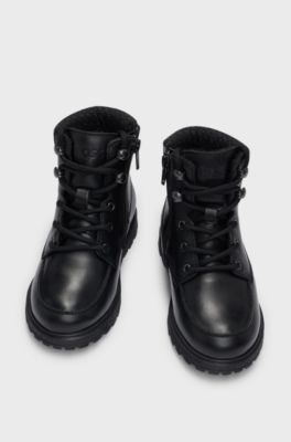 Kids' hiking-style boots in leather, Black