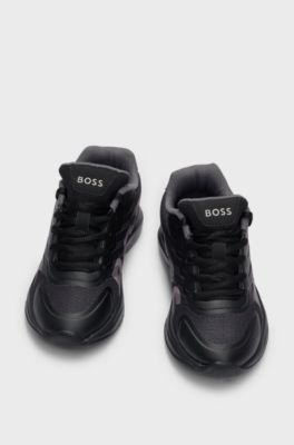 Kids' trainers with 3D-effect logo, Black