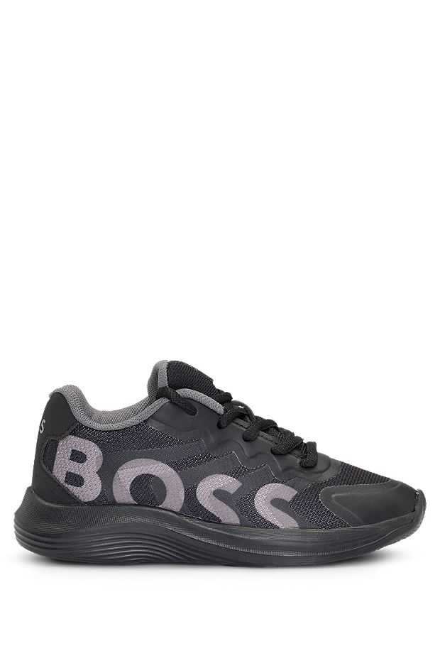 Kids' trainers with 3D-effect logo, Black