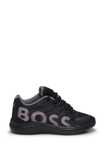 Kids' trainers with 3D-effect logo, Black