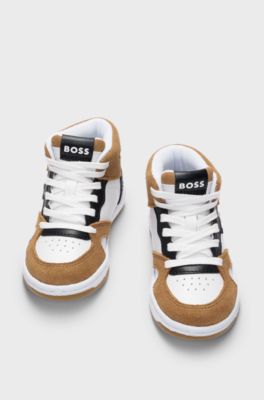 Kids' high-top trainers with logo details, White