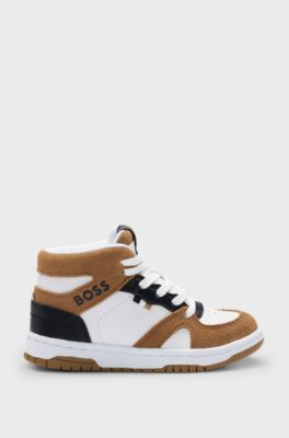 Kids' high-top trainers with logo details, White