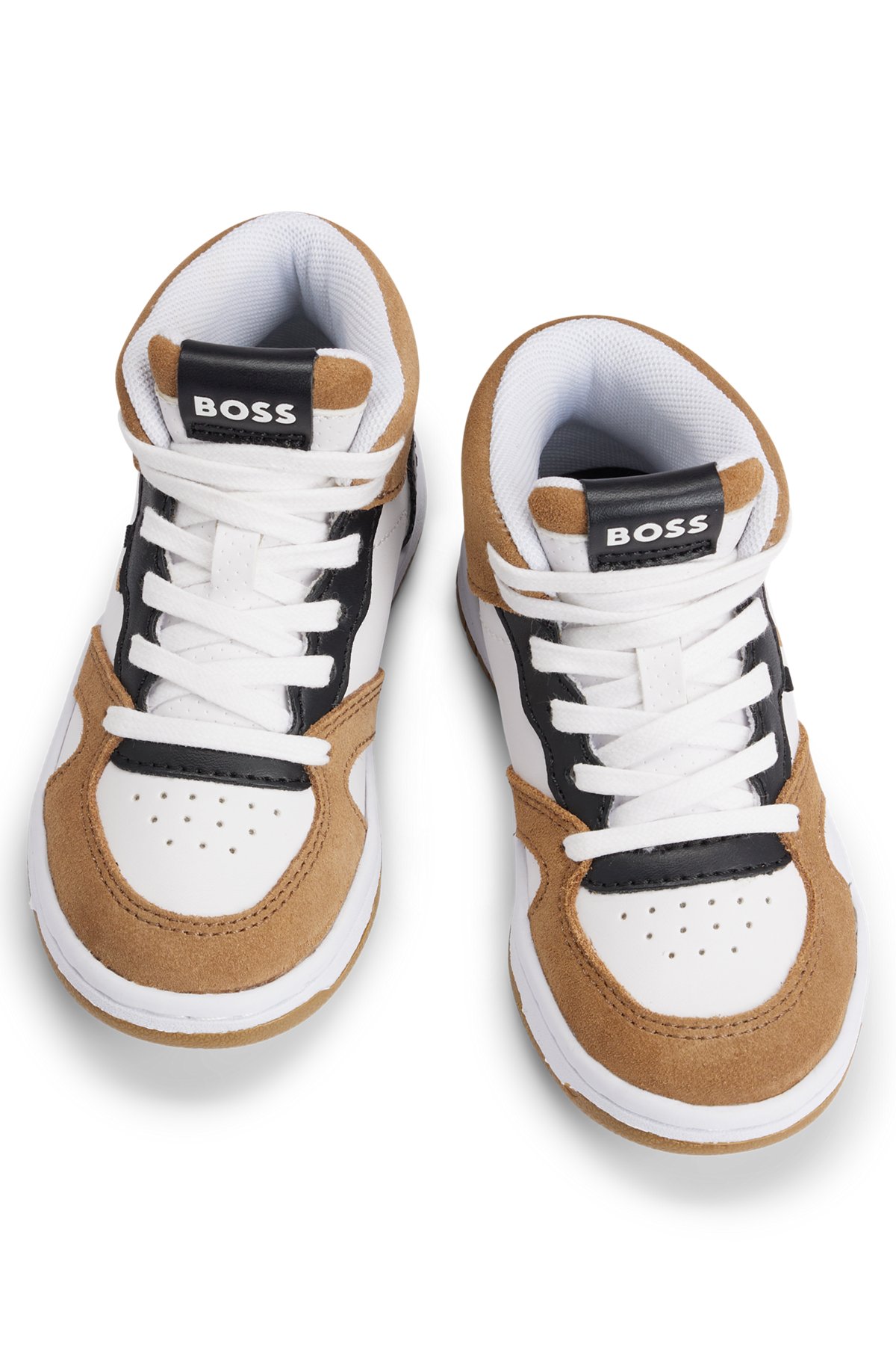 Kids' high-top trainers with logo details, White