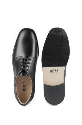 Chaussures derby pour enfant en cuir lisse, Noir