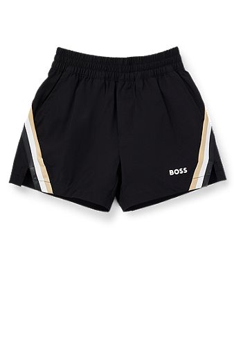 BOSS x Matteo Berrettini kids' shorts with signature stripes, Black