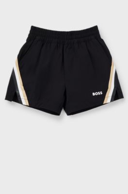 BOSS x Matteo Berrettini kids' shorts with signature stripes, Black