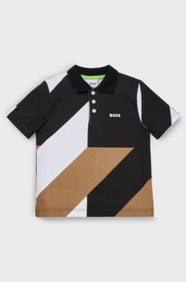 BOSS x Matteo Berrettini kids' polo shirt with signature artwork, White