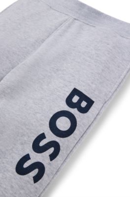 Pantalones de ch&aacute;ndal para ni&ntilde;os en forro polar con logo vertical estampado, Gris claro