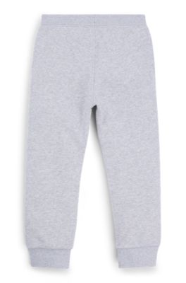 Pantalones de ch&aacute;ndal para ni&ntilde;os en forro polar con logo vertical estampado, Gris claro
