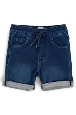 키즈 니트 블루 스트레치 데님 쇼츠, 다크 블루