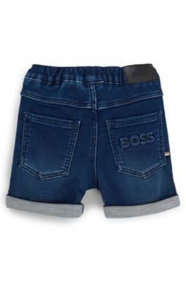 키즈 니트 블루 스트레치 데님 쇼츠, 다크 블루