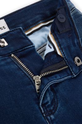 Dziecięce jeansy z&nbsp;niebieskiego denimu ze stretchem, Ciemnoniebieski