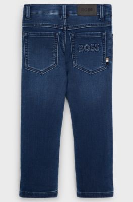 Kids' jeans in blue stretch denim, Dark Blue