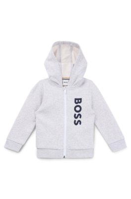 Sweat à capuche zippé en polaire avec logo imprimé vertical pour enfant