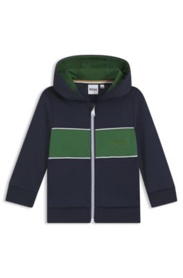 Kids' zip-up hoodie with embroidered logo, Dark Blue
